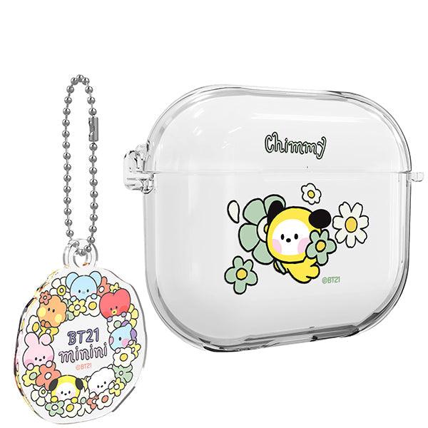 BT21 Minini Happy Flower Airpods 3 Key Ring Set Transparent Slim Case - Kgift.shop