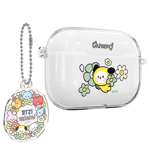 BT21 Minini Happy Flower AirPods Pro Keyring Set Transparent Slim Case - Kgift.shop