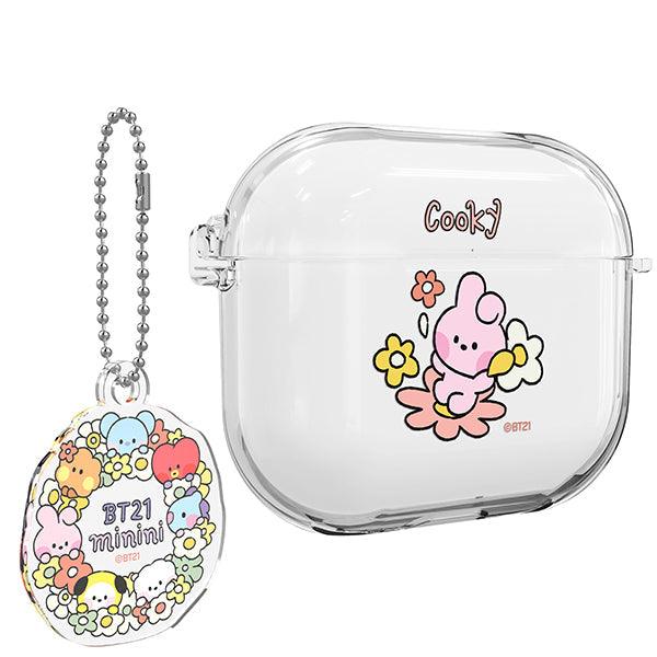 BT21 Minini Happy Flower Airpods 3 Key Ring Set Transparent Slim Case - Kgift.shop