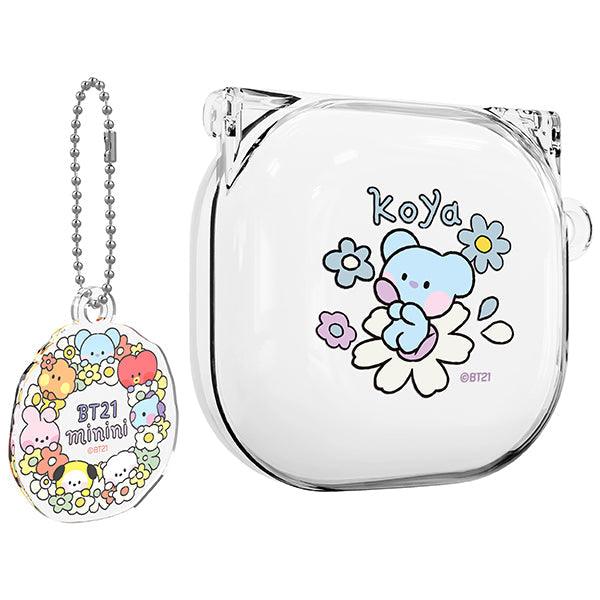 BT21 Minini Happy Flower Galaxy Buds 2 Pro Buds 2 Buds Pro Buds Live Compatible Key ring Set Transparent Slim Case - Kgift.shop