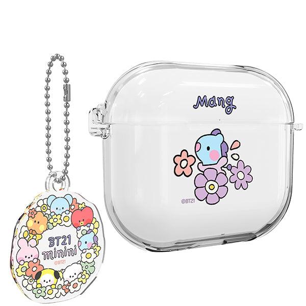 BT21 Minini Happy Flower Airpods 3 Key Ring Set Transparent Slim Case - Kgift.shop
