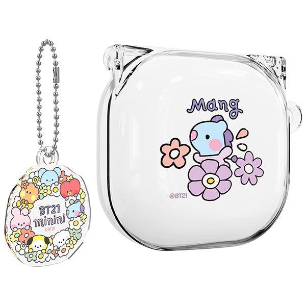 BT21 Minini Happy Flower Galaxy Buds 2 Pro Buds 2 Buds Pro Buds Live Compatible Key ring Set Transparent Slim Case - Kgift.shop