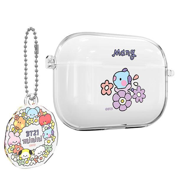 BT21 Minini Happy Flower AirPods Pro 2 Key Ring Set Transparent Slim Case - Kgift.shop