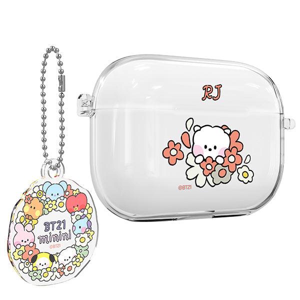 BT21 Minini Happy Flower AirPods Pro Keyring Set Transparent Slim Case - Kgift.shop