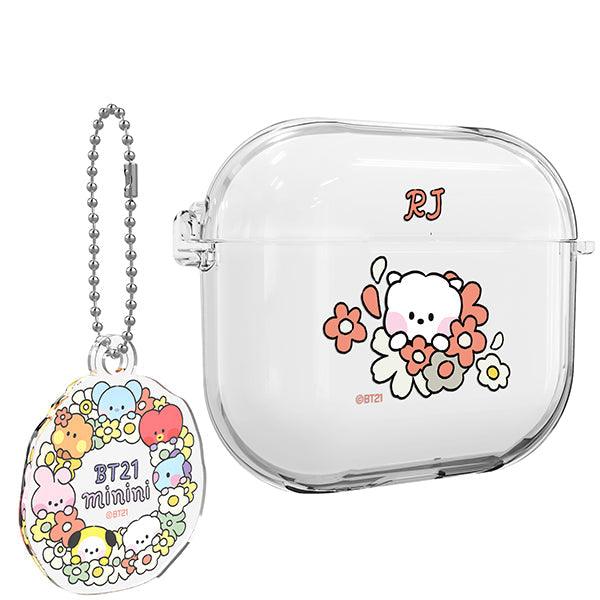 BT21 Minini Happy Flower Airpods 3 Key Ring Set Transparent Slim Case - Kgift.shop