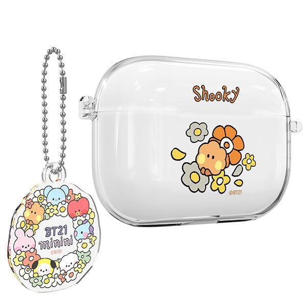 BT21 Minini Happy Flower AirPods Pro 2 Key Ring Set Transparent Slim Case - Kgift.shop