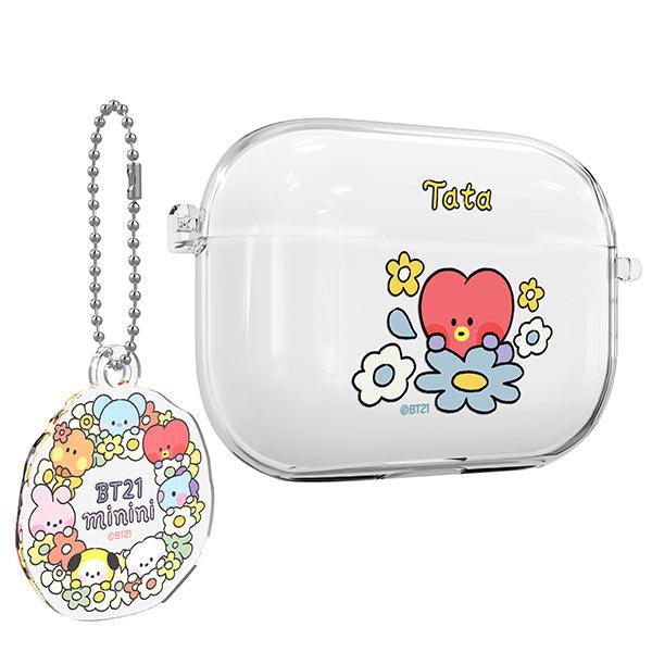 BT21 Minini Happy Flower AirPods Pro 2 Key Ring Set Transparent Slim Case - Kgift.shop