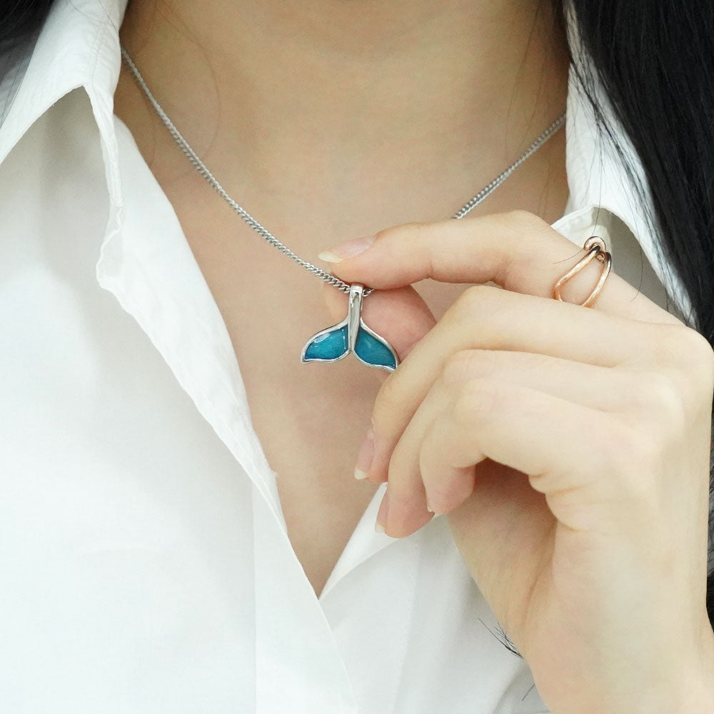 Jungkook Pick Blue Tail Dolphin Tail Pendant Men Women Necklace