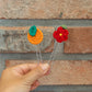 Tangerine Camellia Knit Hair Pin