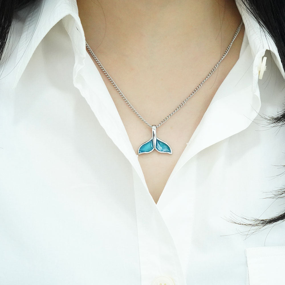 Jungkook Pick Blue Tail Dolphin Tail Pendant Men Women Necklace