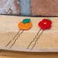 Tangerine Camellia Knit Hair Pin