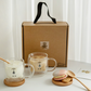 [Gift set] Home cafe gift” Bellu bear set (2 heat-resistant mugs + 2 wood saucers + 2 wood spoons + postcard + gift packaging)