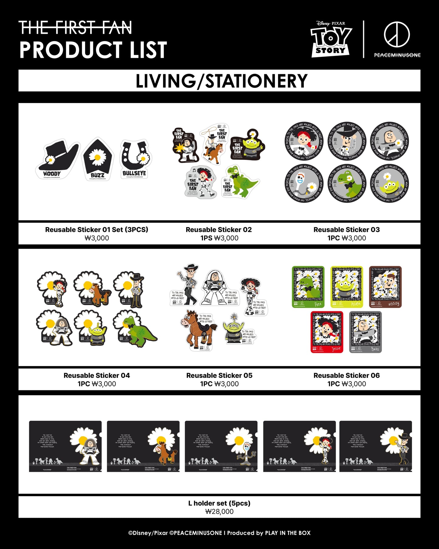 Toy Story x Peaceminusone The First Fan Seongsu Pop Up Product List (Pre Order)
