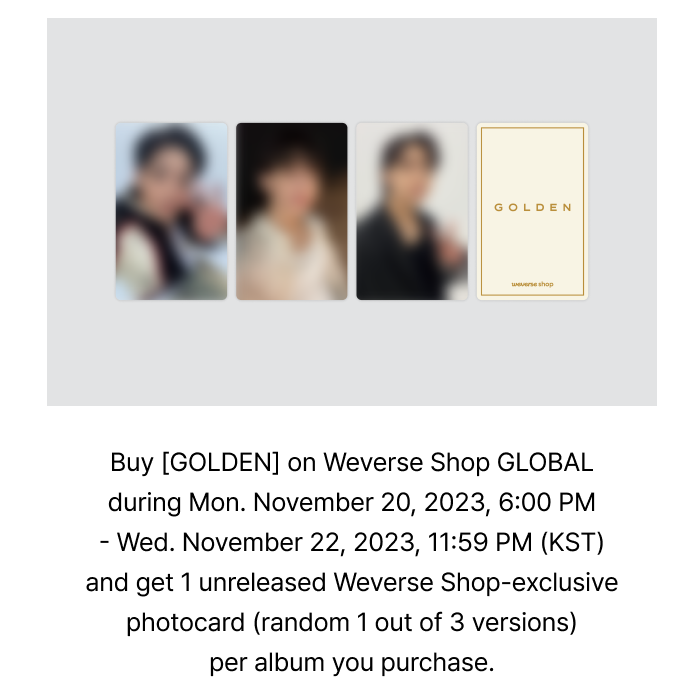 Jungkook Golden Live on stage Albums (with PC)