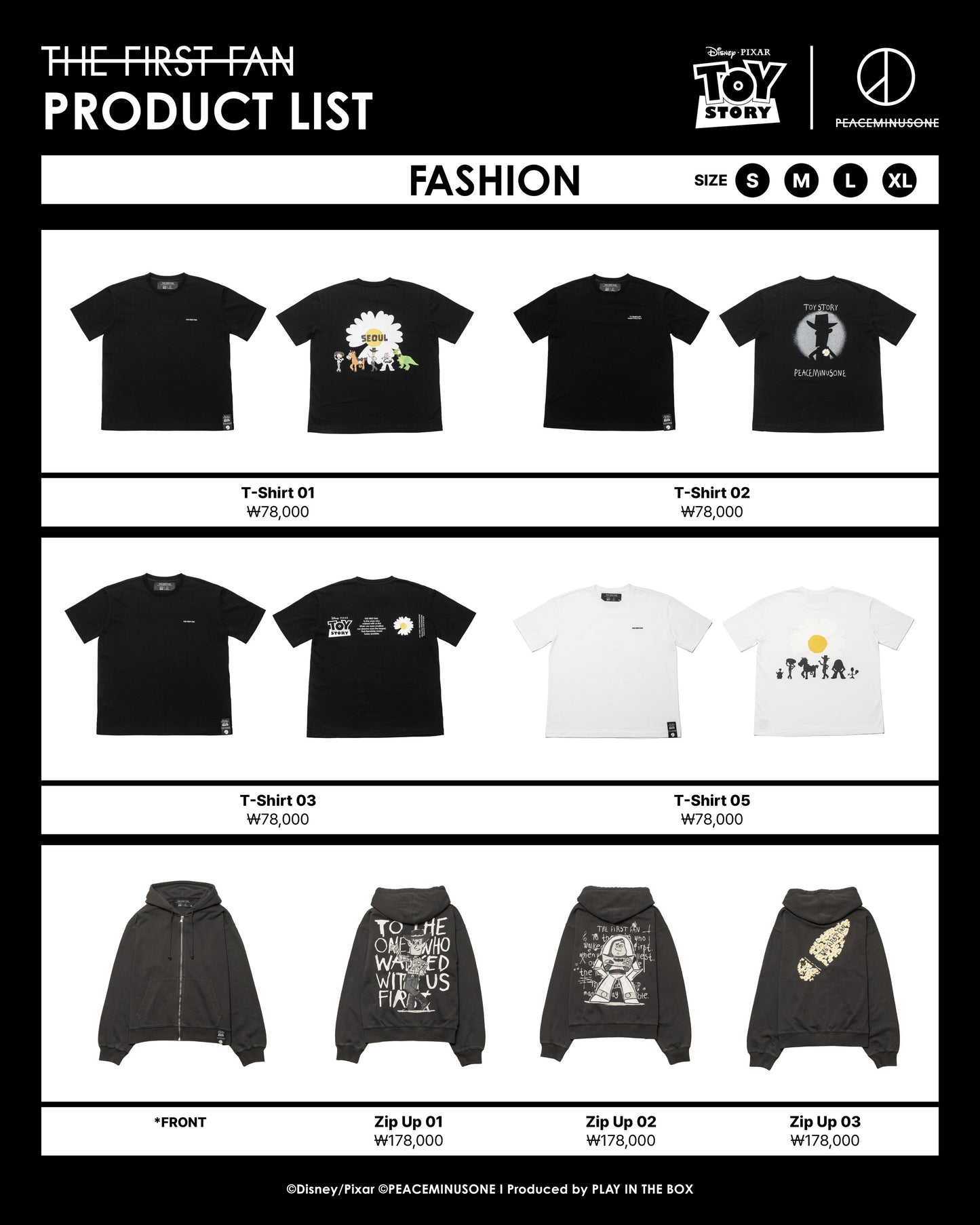 Toy Story x Peaceminusone The First Fan Seongsu Pop Up Product List (Pre Order)