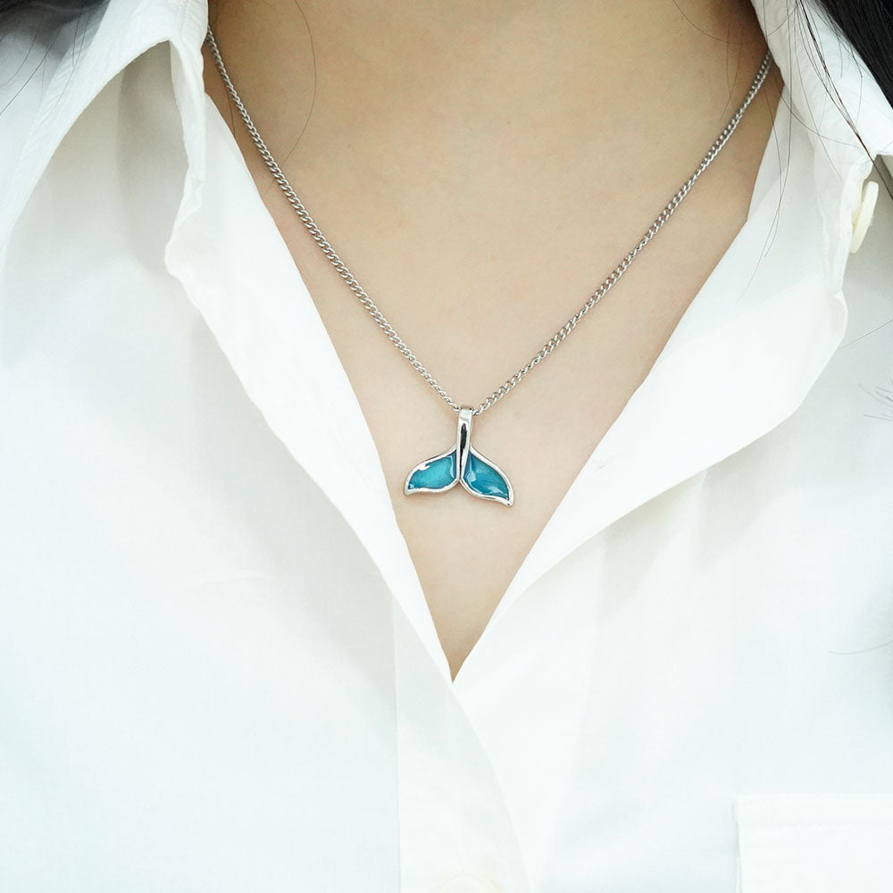 Jungkook Pick Blue Tail Dolphin Tail Pendant Men Women Necklace