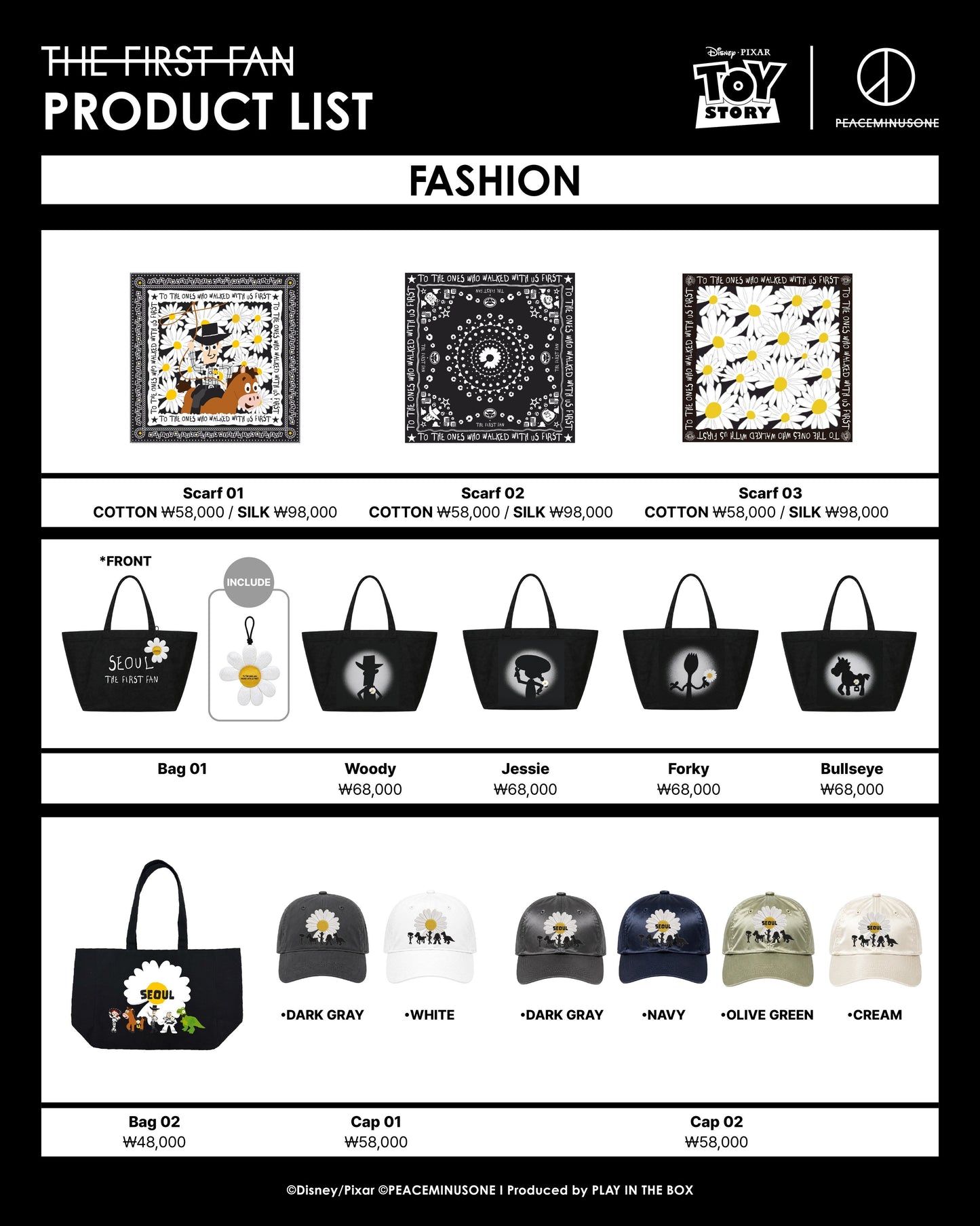 Toy Story x Peaceminusone The First Fan Seongsu Pop Up Product List (Pre Order)