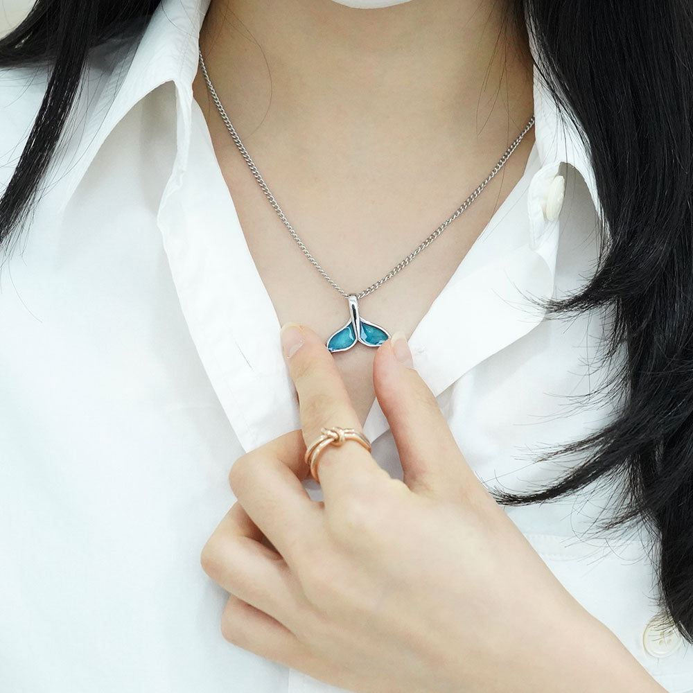 Jungkook Pick Blue Tail Dolphin Tail Pendant Men Women Necklace