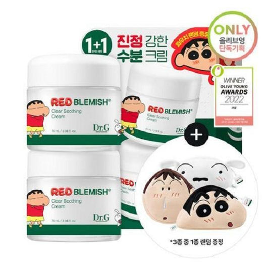 Dr.G Red Blemish Clear Soothing Cream 70ml 1+1 Special (Random Shinchan Pouch Gift)