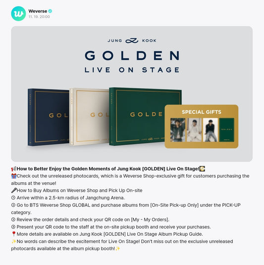 Jungkook Golden Live on stage Albums (with PC)