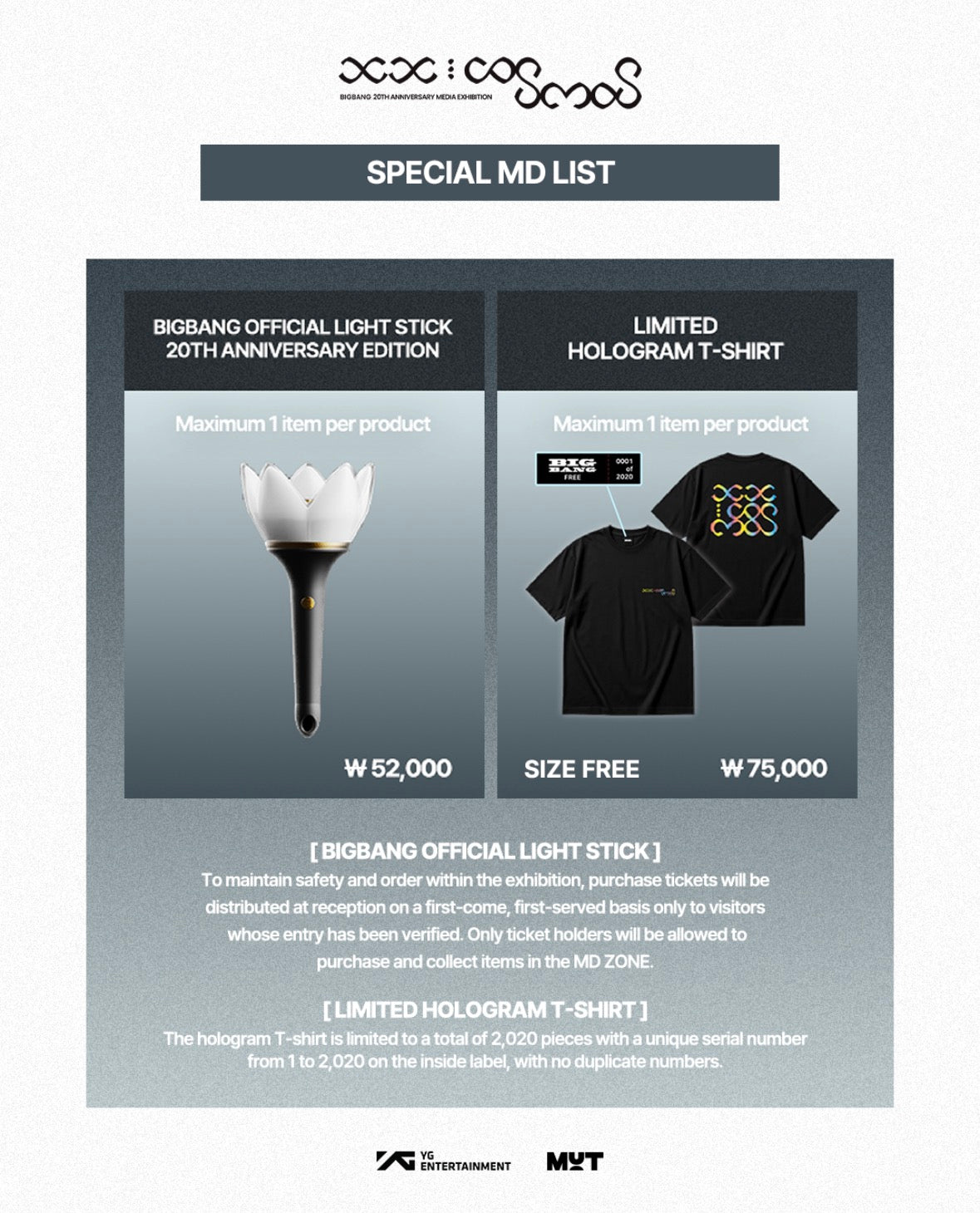 Big Bang 20th Anniversary Media Cosmos Exhibition Merch