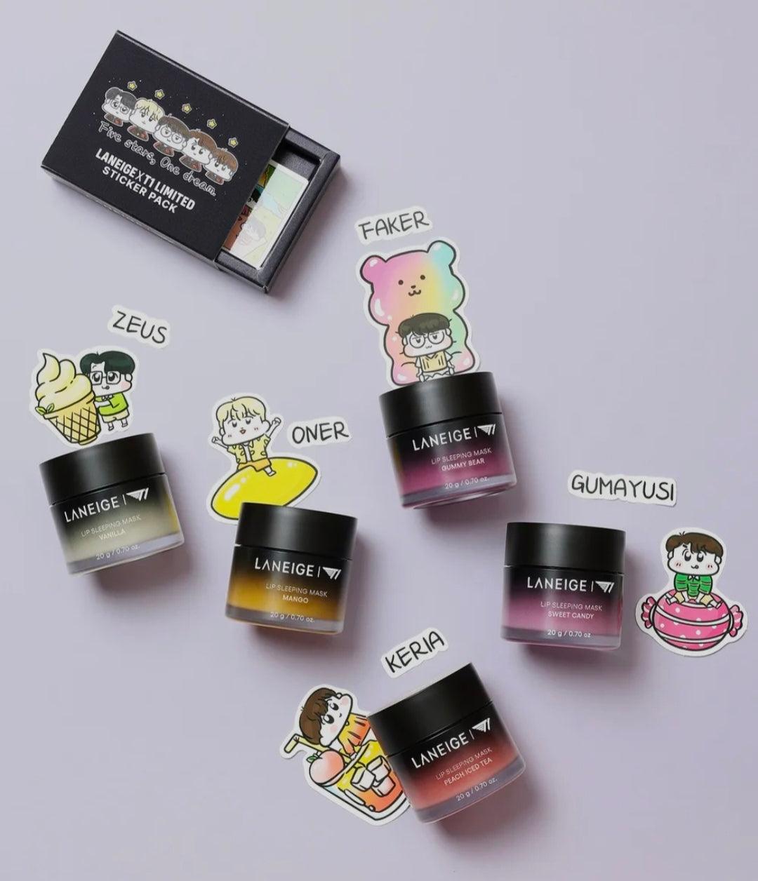 Laneige X T1 Lip Sleeping Mask 20g (Choose 1 of 5) + Sticker Pack/ Sleeping Mask Limited Edition