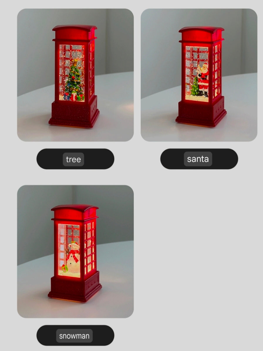 Telephone Box Mini Water Ball Snow Ball Mood Light Lamp