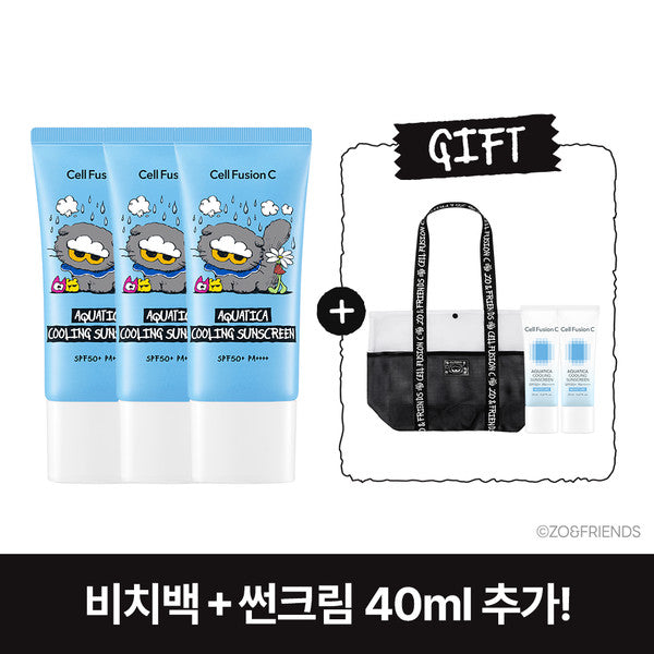 Cell Fusion C X Jo & Friends Sunscreen 35ml 1+1+1 Set + Free Zo& Friends Beach Bag
