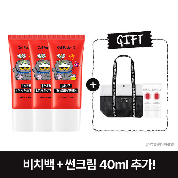 Cell Fusion C X Jo & Friends Sunscreen 35ml 1+1+1 Set + Free Zo& Friends Beach Bag