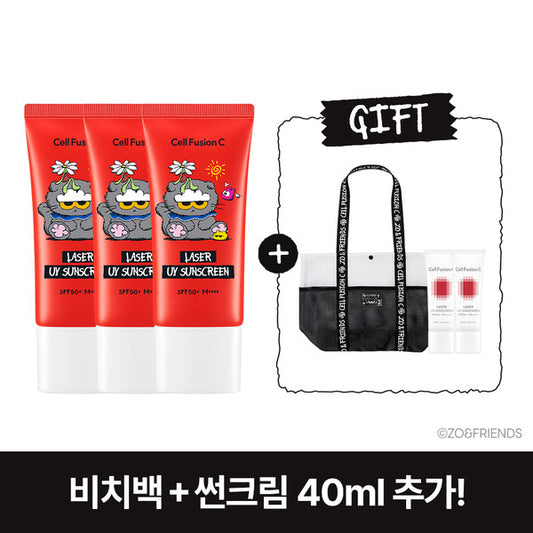 Cell Fusion C X Jo & Friends Sunscreen 35ml 1+1+1 Set + Free Zo& Friends Beach Bag