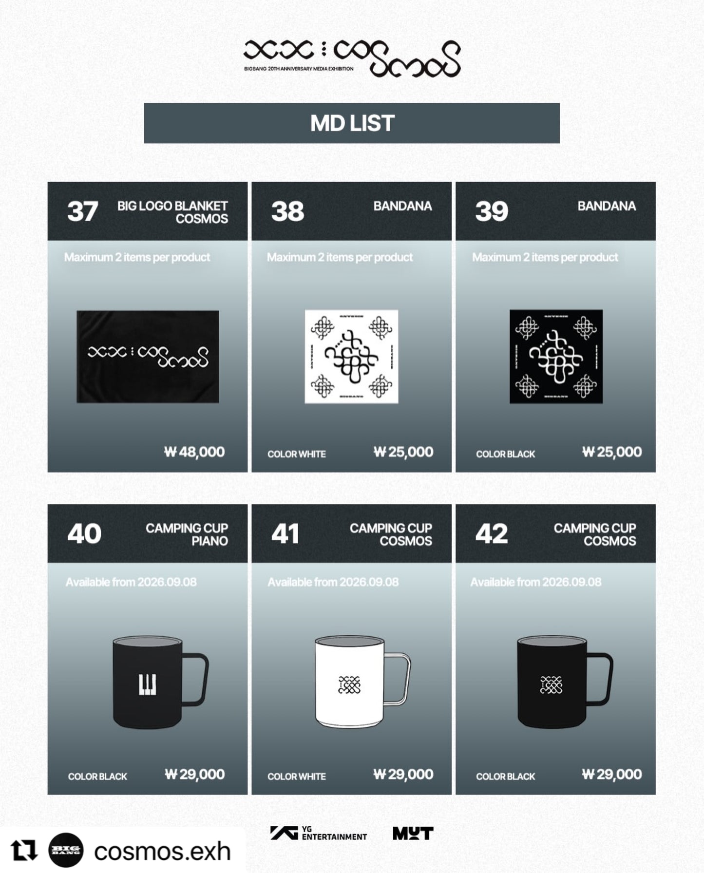 Big Bang 20th Anniversary Media Cosmos Exhibition Merch