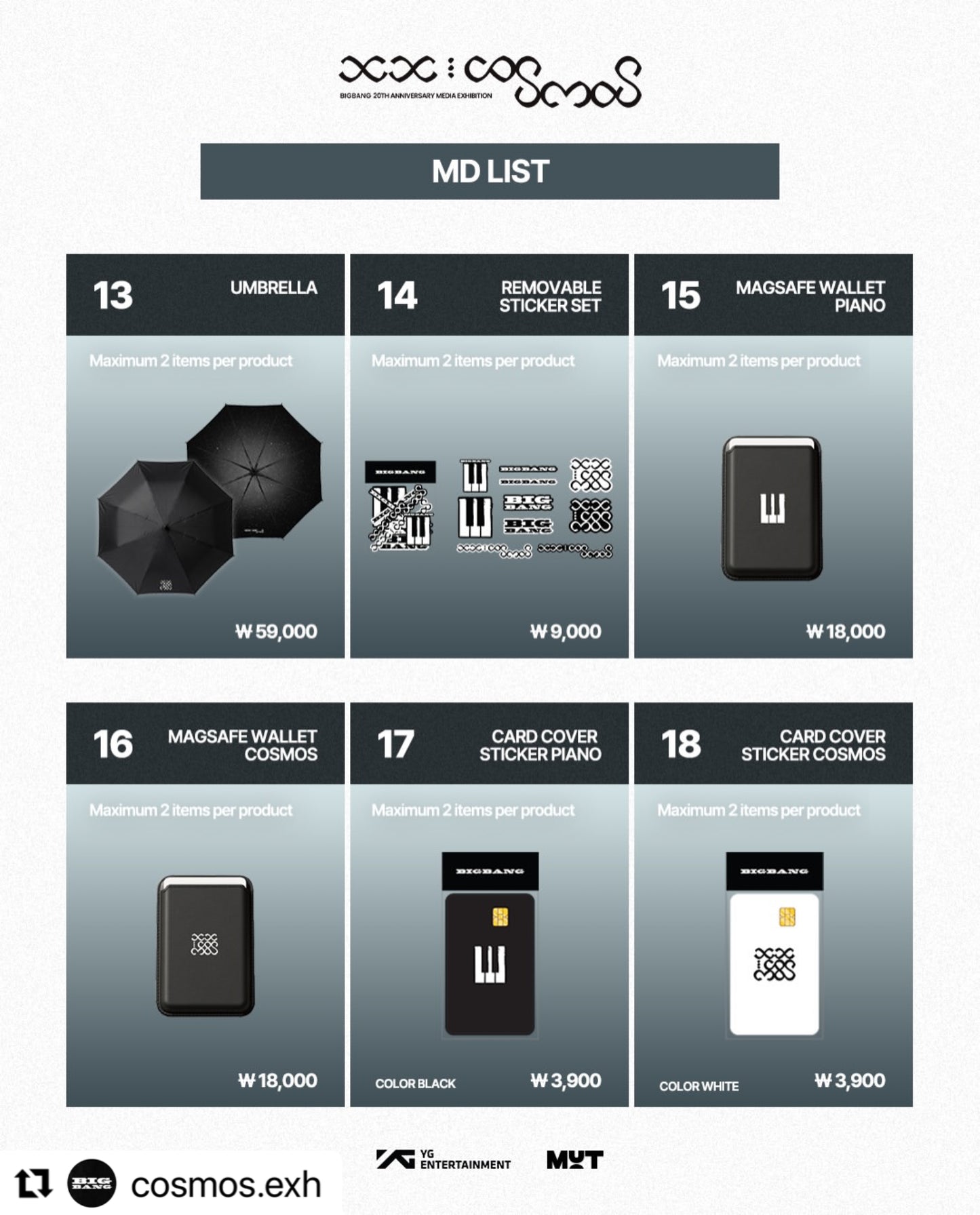 Big Bang 20th Anniversary Media Cosmos Exhibition Merch