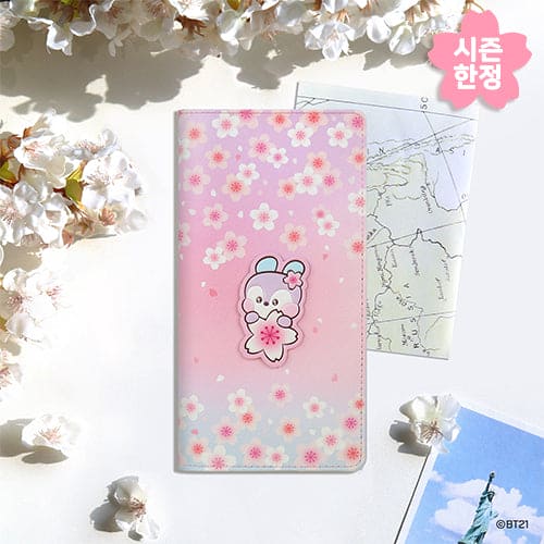 BT21 Leather Patch Passport Cover L [Cherry Blossom]