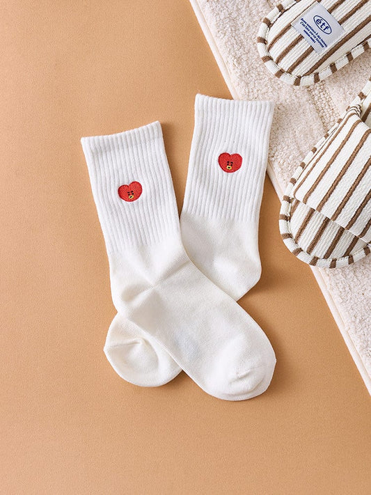 BT21 EMBROIDERY SOCKS DAILY BASIC