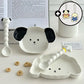 [+Keyring, mood light gift] Bow Wow Plate Set (plate + spoon) Cute Baduk White Tableware Brunch Bowl Birthday