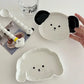 [+Keyring, mood light gift] Bow Wow Plate Set (plate + spoon) Cute Baduk White Tableware Brunch Bowl Birthday