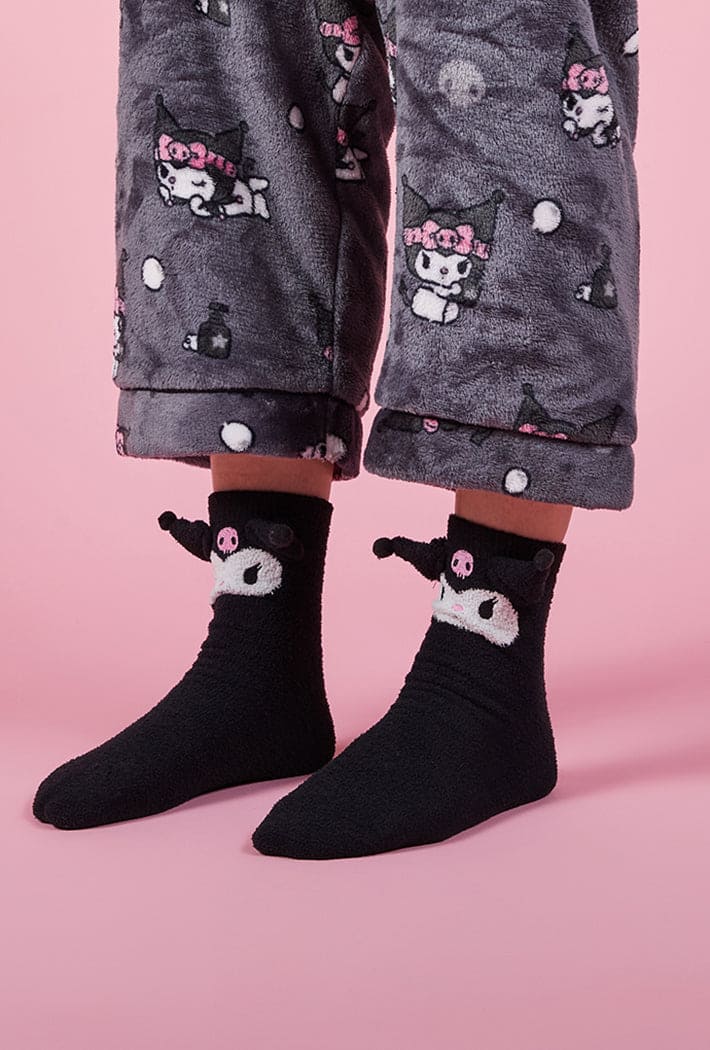 Sanrio characters sleeping socks black