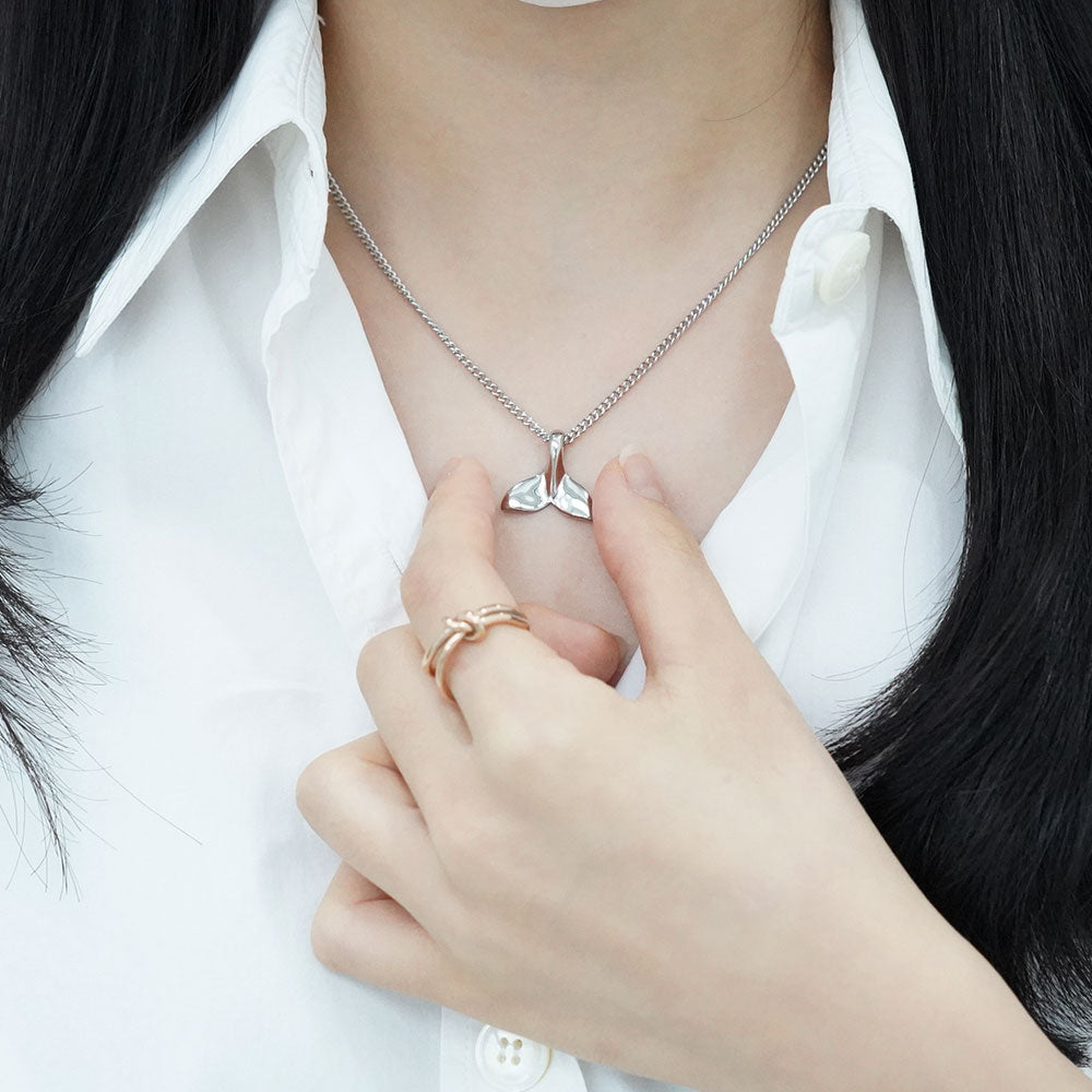 Jhope Pick Silver Dolphin Tail Pendant Men Women Necklace