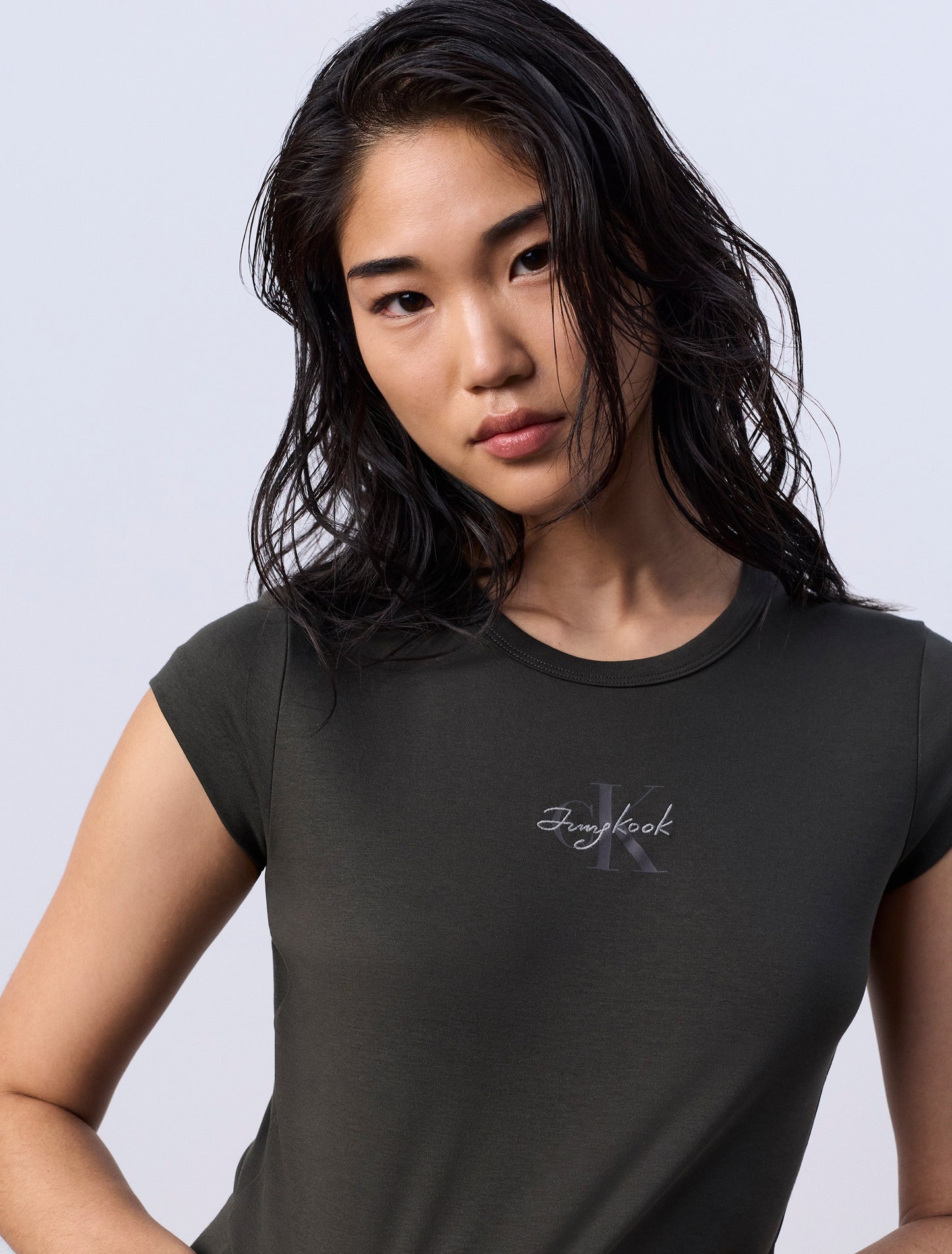 Jung Kook for Calvin Klein Women's Monogram Baby Short Sleeve T-shirt