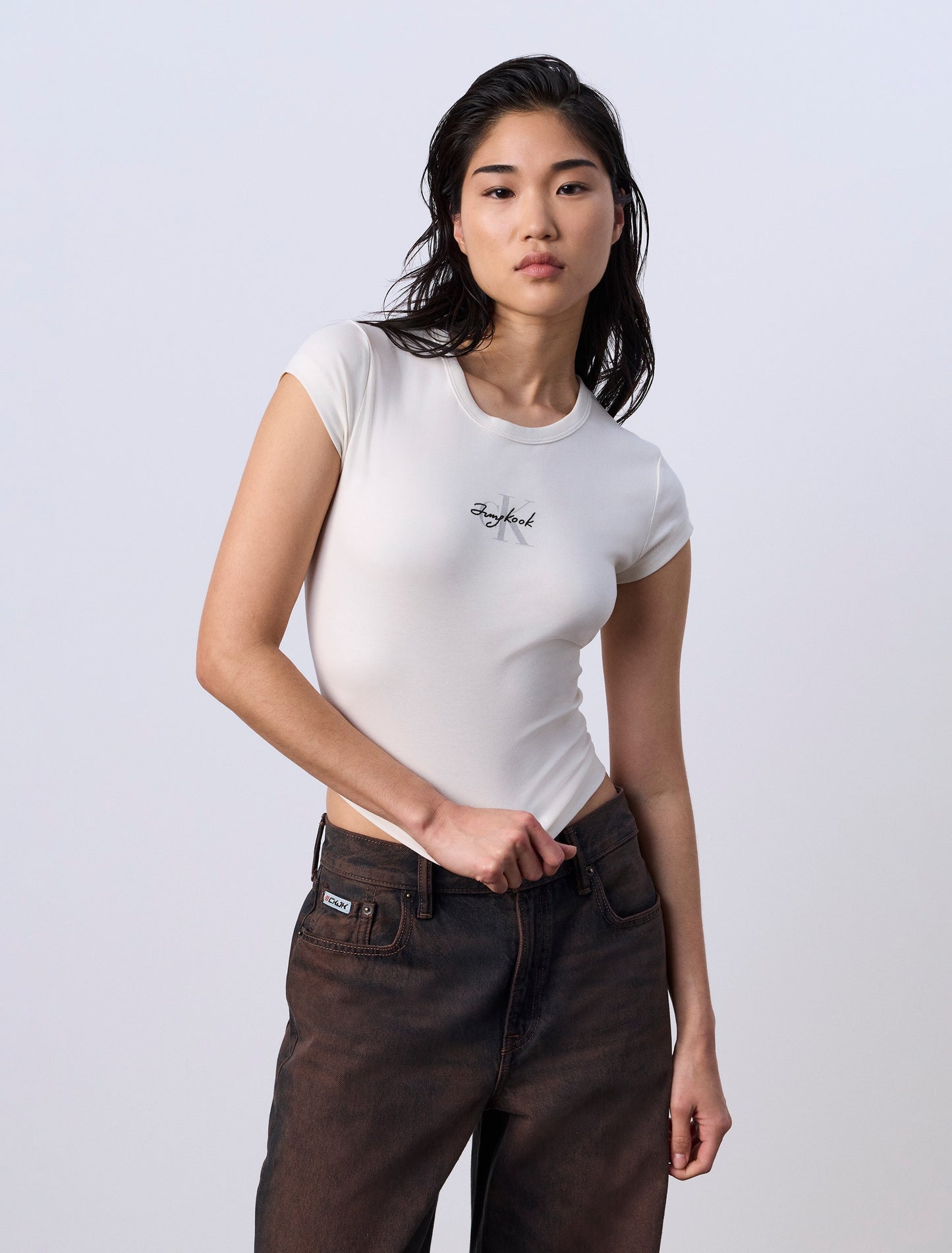 Jung Kook for Calvin Klein Women's Monogram Baby Short Sleeve T-shirt