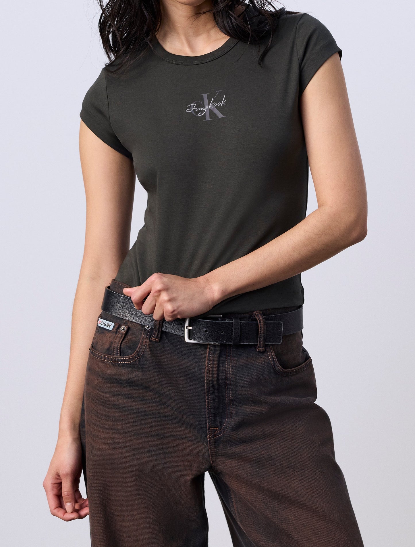 Jung Kook for Calvin Klein Women's Monogram Baby Short Sleeve T-shirt