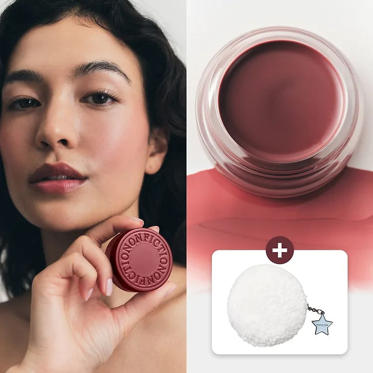 Nonfiction Vintage Rose Vegan Lip & Cheek Balm 8g | Fluffy Pouch Gift