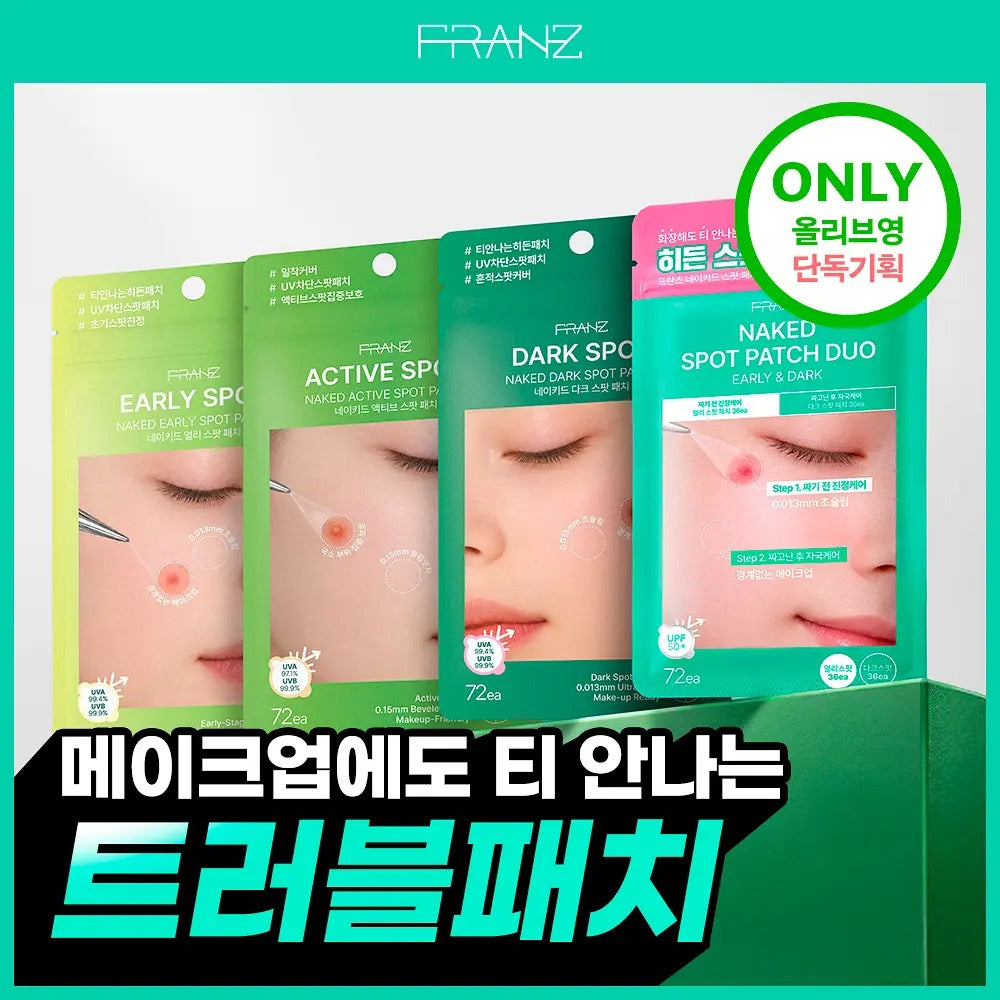 FRANZ Naked Spot Patch 72 Patches | Invisible Blemish Care – Duo, Early, Active, Dark