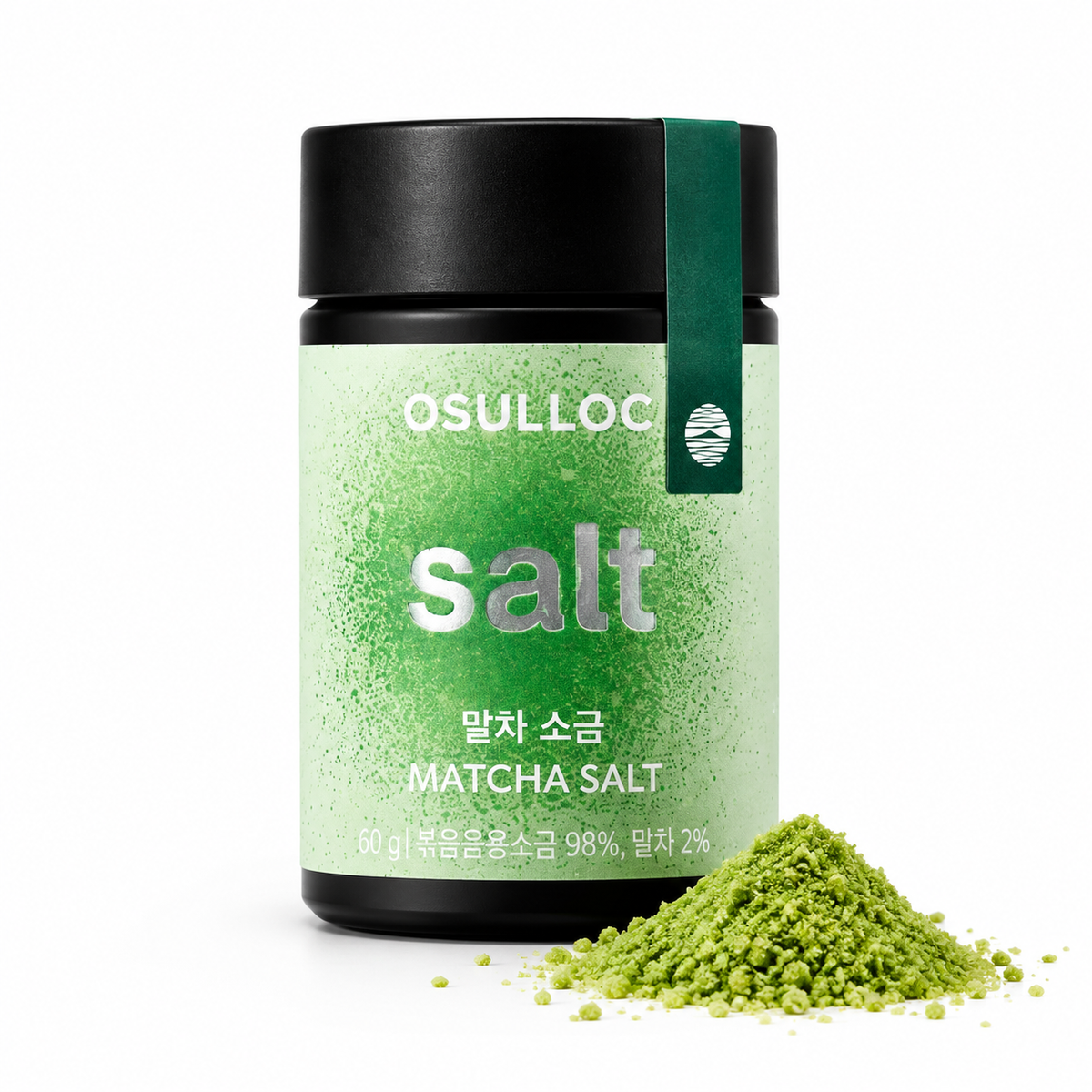 OSULLOC Matcha Salt 60g Korean green tea seasoning jar
