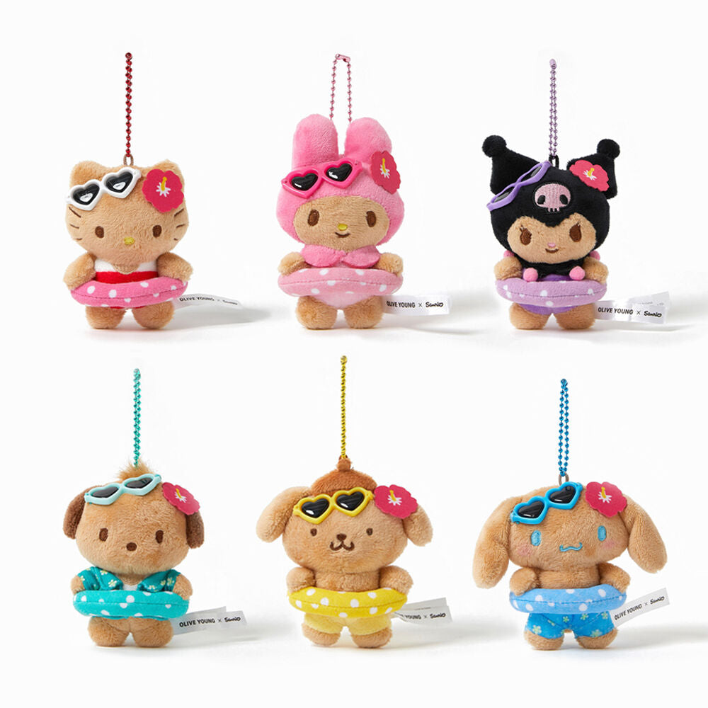 [Olive Young x Sanrio] Ten by Ten Doll Keyring (Tanning Sanrio Characters)