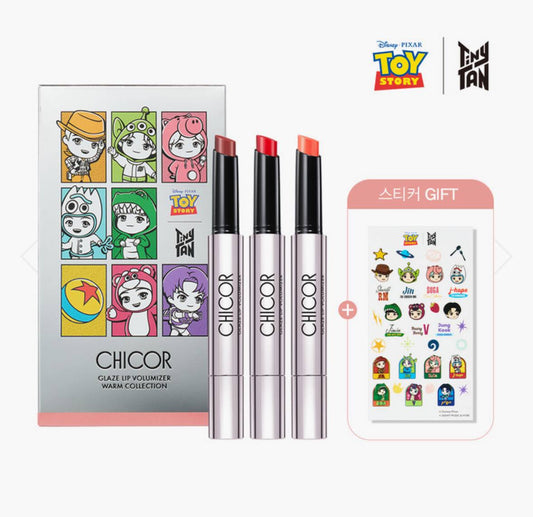 TinyTAN x Toy story Glaze Lip Volumizer 2+1 Set + Sticker Sheet