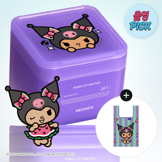 Mediheal PDRN Pore Toner Pad 100+100 Sheets Tanning Kuromi Limited Edition + Shopping Bag