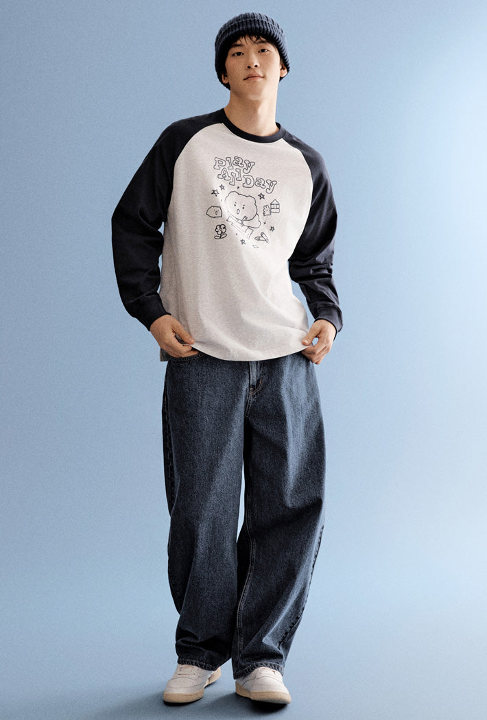 ( Mangled Bear x SPAO )  Long-sleeved T-shirt (MELANGE GRAY)