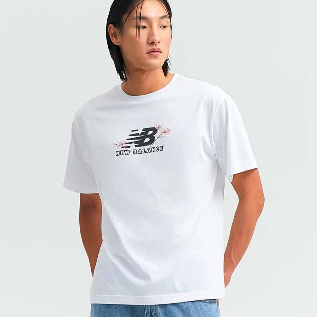 IU x New Balance Flower Logo Short Sleeve T-shirt White(Semi Over Fit)