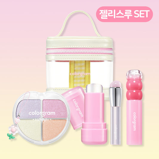 Colorgram Highlighter Palette 4.2g + Multi Jelly Stick 5g + Water Tint 2.8g 3-piece set (Free: Jellysru Pouch)